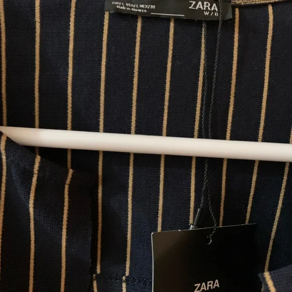 NWT Zara open back top navy & tan stripes size large *see description* - Picture 5 of 8